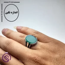 انگشتر نقره عقیق سبز مردانه مدل مازراتی