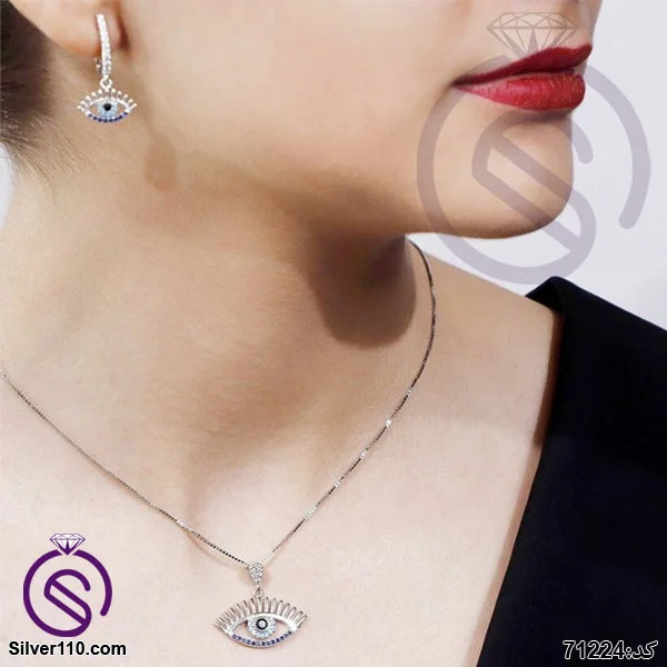 نیم ست نقره زنانه چشم و نظر مدل کد 71224