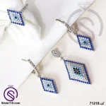 نیم ست نقره زنانه چشم و نظر مدل لوزی کد 71218 نیم ست نقره زنانه چشم و نظر مدل لوزی کد 71218