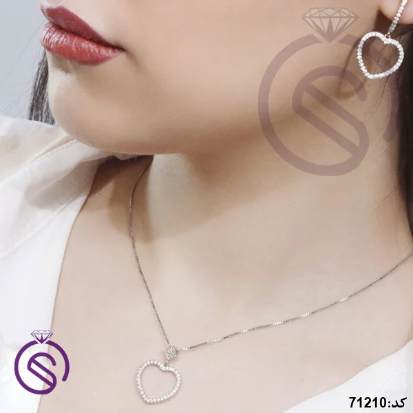 نیم ست نقره زنانه مدل قلب کد 71210
