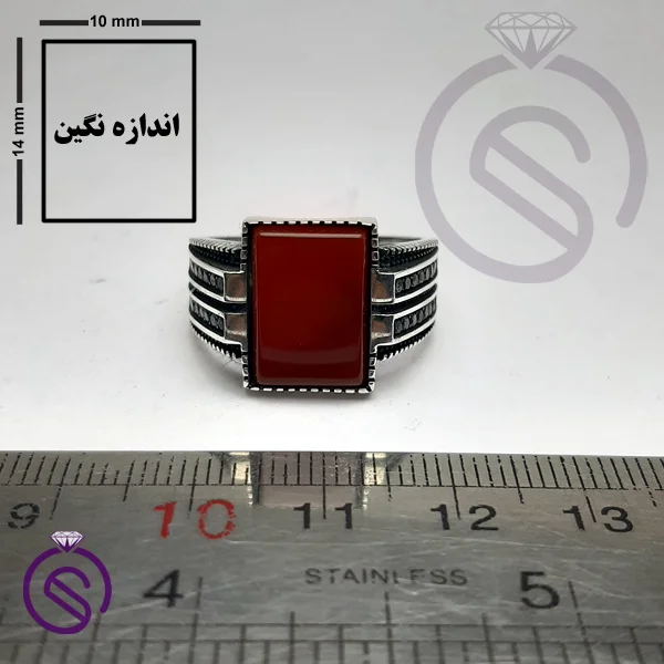 انگشتر عقیق قرمز مدل هرمس