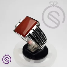 انگشتر نقره عقیق قرمز مردانه مدل هرمس کد 62193