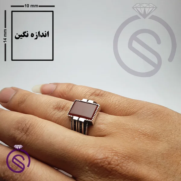 انگشتر عقیق قرمز مدل هرمس