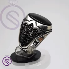 انگشتر عقیق مشکی مدل هیراد