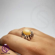انگشتر اوپال عسلی مدل کیمیا