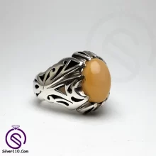 انگشتر اوپال عسلی مدل کیمیا