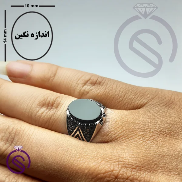 انگشتر عقیق سیاه مدل هورام