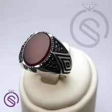 انگشتر نقره عقیق قرمز مردانه مدل هورام کد 62343