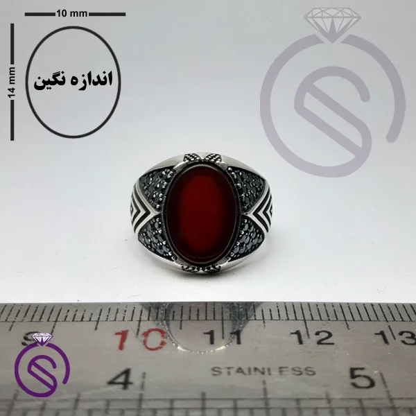 انگشتر عقیق قرمز مدل هورام