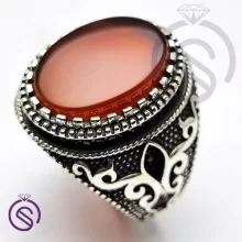 انگشتر نقره عقیق قرمز مردانه مدل مهدیار کد 62113