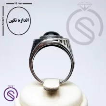 انگشتر نقره عقیق سیاه مردانه مدل فرشاد