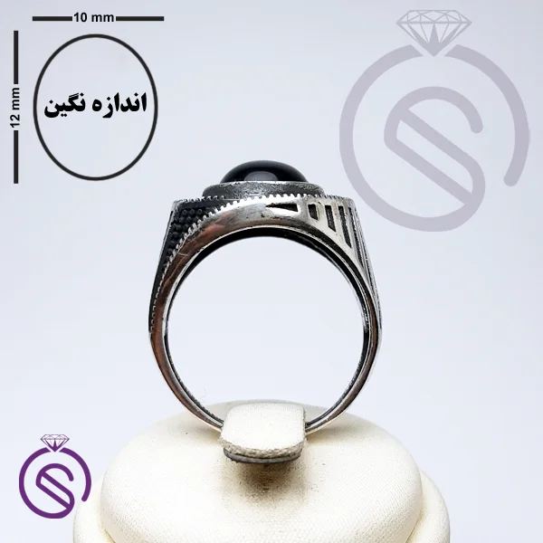 انگشتر نقره عقیق سیاه مردانه مدل فرشاد