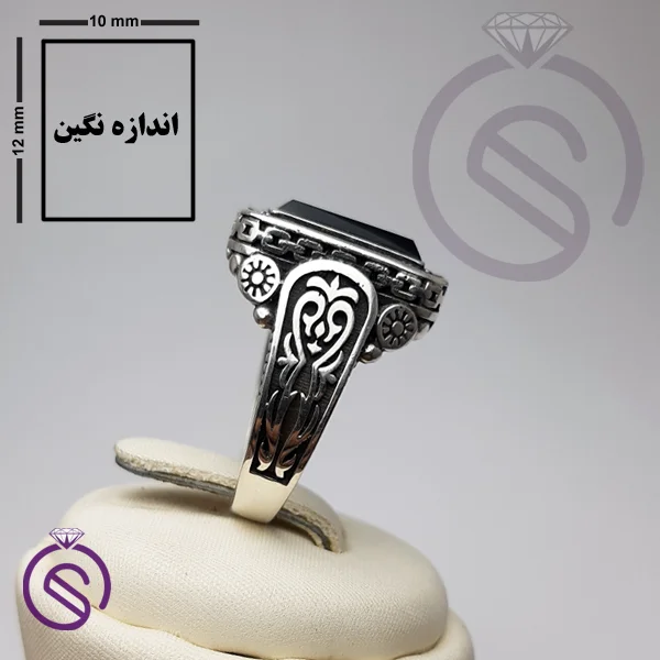 انگشتر نقره عقیق سیاه مردانه مدل هامان
