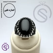 انگشتر نقره عقیق سیاه مردانه مدل امید
