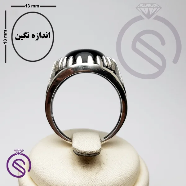 انگشتر نقره عقیق سیاه مردانه مدل امید