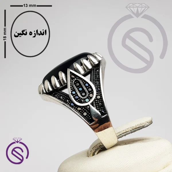 انگشتر نقره عقیق سیاه مردانه مدل امید