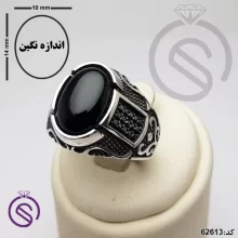 انگشتر نقره عقیق سیاه مردانه مدل شهیاد