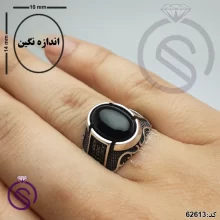 انگشتر نقره عقیق سیاه مردانه مدل شهیاد