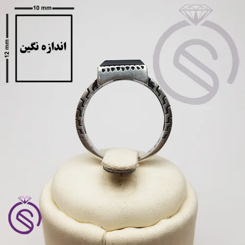 انگشتر نقره عقیق سیاه مردانه مدل تاجیک
