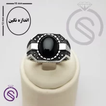 انگشتر نقره عقیق سیاه مردانه مدل کاوه