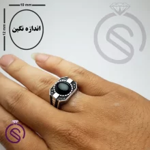 انگشتر نقره عقیق سیاه مردانه مدل کاوه