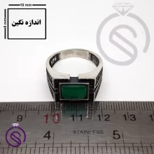 انگشتر نقره عقیق سبز مردانه مدل داراب