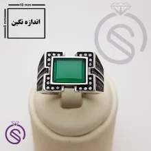 انگشتر نقره عقیق سبز مردانه مدل داراب