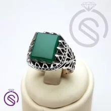انگشتر نقره عقیق سبز مردانه مدل خرداد کد 62447