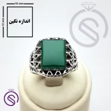 انگشتر نقره عقیق سبز مردانه مدل خرداد