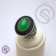 انگشتر نقره عقیق سبز مردانه مدل سروش کد 62469