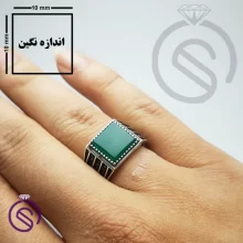 انگشتر نقره عقیق سبز مردانه مدل قلعه