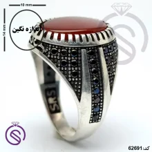 انگشتر نقره عقیق قرمز مردانه مدل آراد