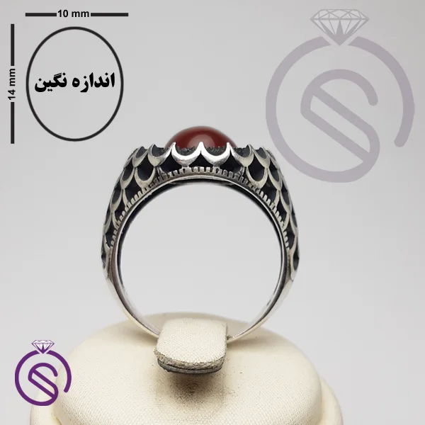 انگشتر نقره عقیق قرمز مردانه مدل آرتین
