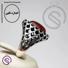 انگشتر نقره عقیق قرمز مردانه مدل آرتین
