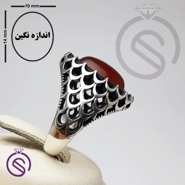 انگشتر نقره عقیق قرمز مردانه مدل آرتین