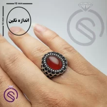 انگشتر نقره عقیق قرمز مردانه مدل آرتین