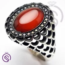 انگشتر نقره عقیق قرمز مردانه مدل آرتین کد 62501