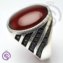 انگشتر نقره عقیق قرمز مردانه مدل آریامهر کد 26556