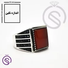 انگشتر نقره عقیق قرمز مردانه مدل بهمن