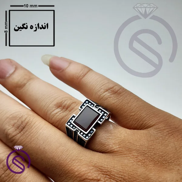 انگشتر نقره عقیق قرمز مردانه مدل داراب