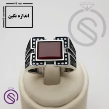 انگشتر نقره عقیق قرمز مردانه مدل داراب
