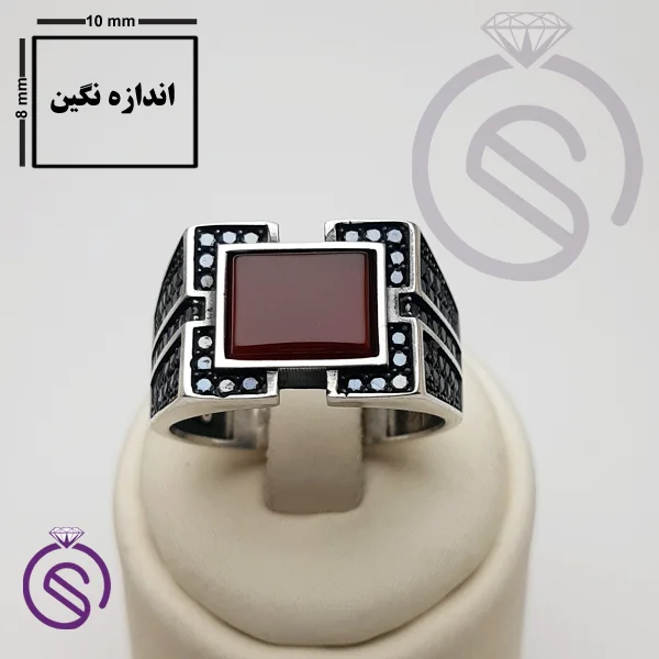 انگشتر نقره عقیق قرمز مردانه مدل داراب
