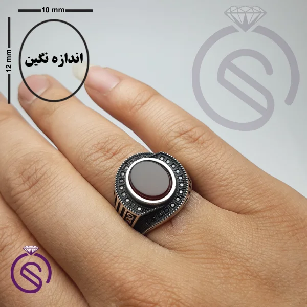 انگشتر نقره عقیق قرمز مردانه مدل فرشاد