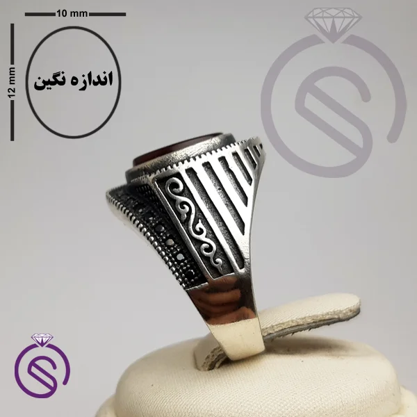 انگشتر نقره عقیق قرمز مردانه مدل فرشاد