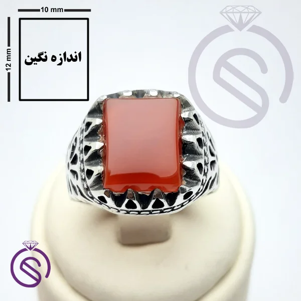 انگشتر نقره عقیق قرمز مردانه مدل خرداد