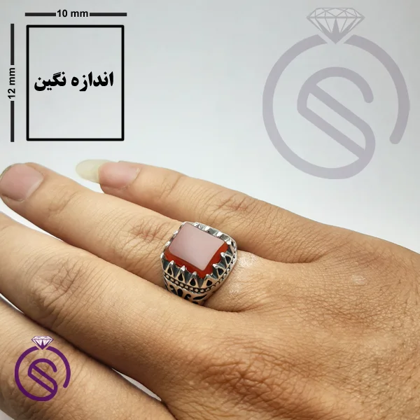 انگشتر نقره عقیق قرمز مردانه مدل خرداد