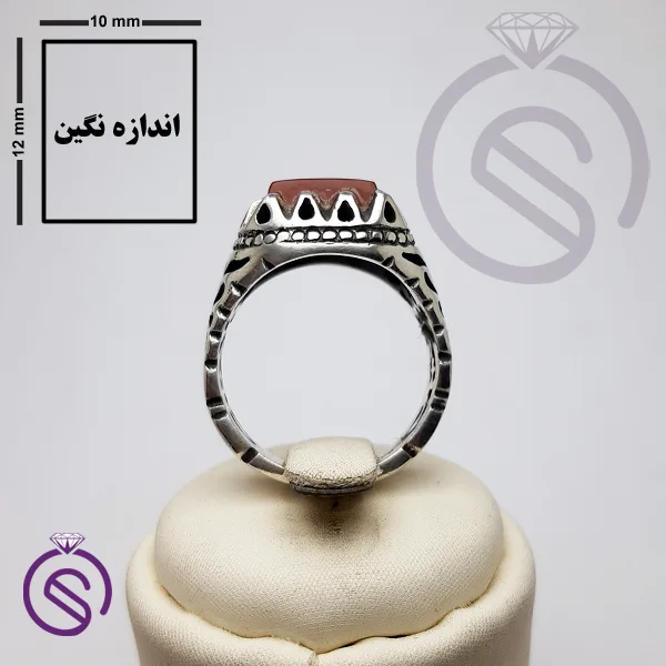 انگشتر نقره عقیق قرمز مردانه مدل خرداد