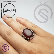 انگشتر نقره عقیق قرمز مردانه مدل امید