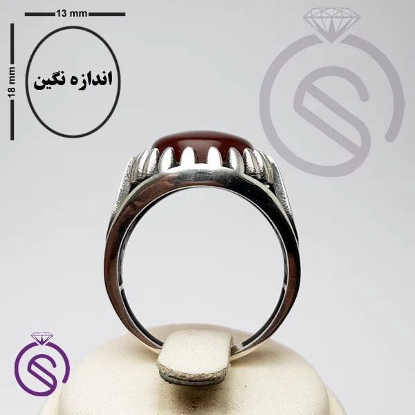 انگشتر نقره عقیق قرمز مردانه مدل امید