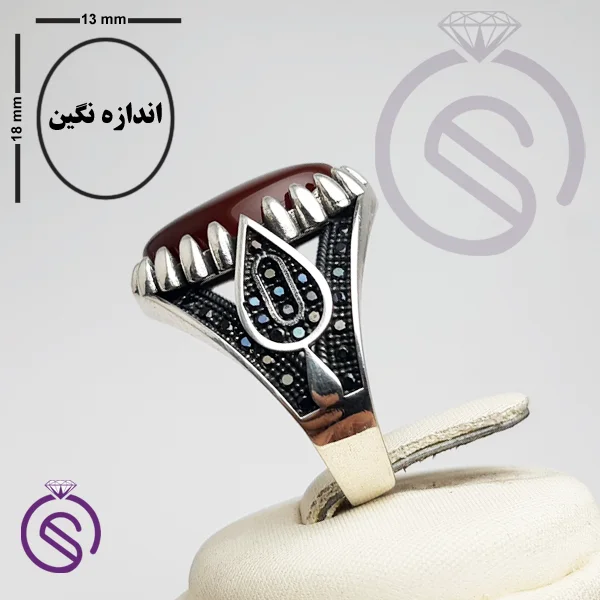 انگشتر نقره عقیق قرمز مردانه مدل امید
